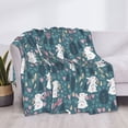 thumbnail image 4 of Throw Blanket for Couch, Bohemian Cute Rabbit Flower Tree Super Soft Fuzzy Comfy Warm Throw Blanket, Cuteness Lightweight Cozy Plush Flannel Blanket & Throws for Sofa and Bed All Season, 4 of 5