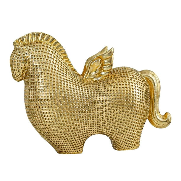 Estatua de caballo Feng Shui, elegante decoración de mesa o escritorio, escultura de resina para Oro
