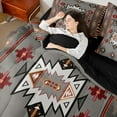 thumbnail image 5 of Homewish Western Boho Aztec Twin Bedding Sets 7-Piece for Men, Rustic Mandala Hippie Bedding Comforter Set, Grey Brown Abstract Reversible Sheet Sets, Super Cozy Room Decor, 5 of 8