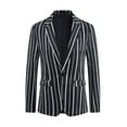 thumbnail image 5 of INSPIRE CHIC Striped Blazers for Men's One Button Slim Fit Business Stripe Sports Coats L Black, 5 of 6