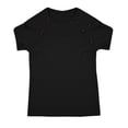 thumbnail image 6 of Womens Tops Knitted Short Sleeve T-Shirt Crew Neck Ribbed Tee Dressy Work Tunic Tops (Black L), 6 of 7