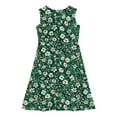 thumbnail image 4 of Spazoro Little & Big Girls A-Line Dress, Sleeveless Floral Print Crew Neck 2025 New Style Summer Dresses for Child Girls Green Size 5 T, 4 of 7