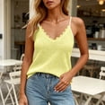 thumbnail image 2 of ctdiral Crochet Tank Top for Women Lace V Neck Sleeveless Crop Tank Tops Solid Color Loose Fit Cami Tops Summer Lightweight Breathable Tops Yellow L, 2 of 9