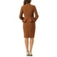 thumbnail image 3 of Conjuntos de trajes para mujeres INSPIRE CHIC, atuendos de negocios, blazer peplum sin cuello, falda lápiz formal, conjunto de 2 piezas, XS, marrón, 3 of 6