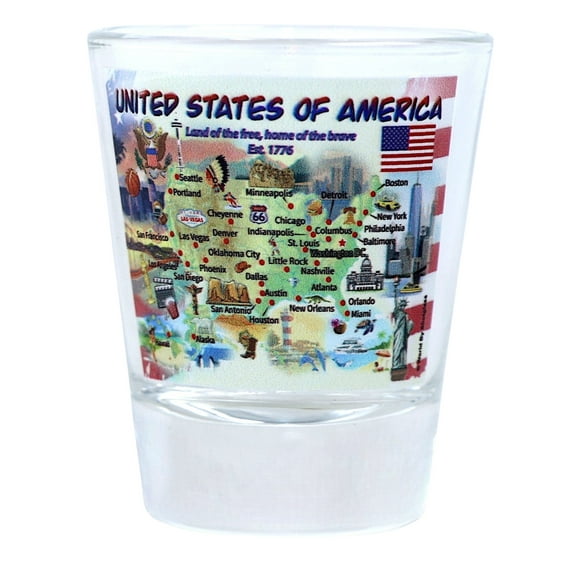 USA Landmarks and Icons Collage Shot Glass