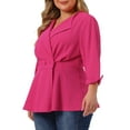 thumbnail image 4 of Blazers de Talla Grande para Mujeres Agnes Orinda para el Día de San Patricio, Chaqueta Peplum con Solapa Notch, 3X Rosa Fucsia, 4 of 6