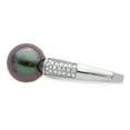 thumbnail image 3 of Sterling Silver Rhodium-plated 9-10mm Round Tahitian Pearl CZ Ring QR7141, 3 of 5