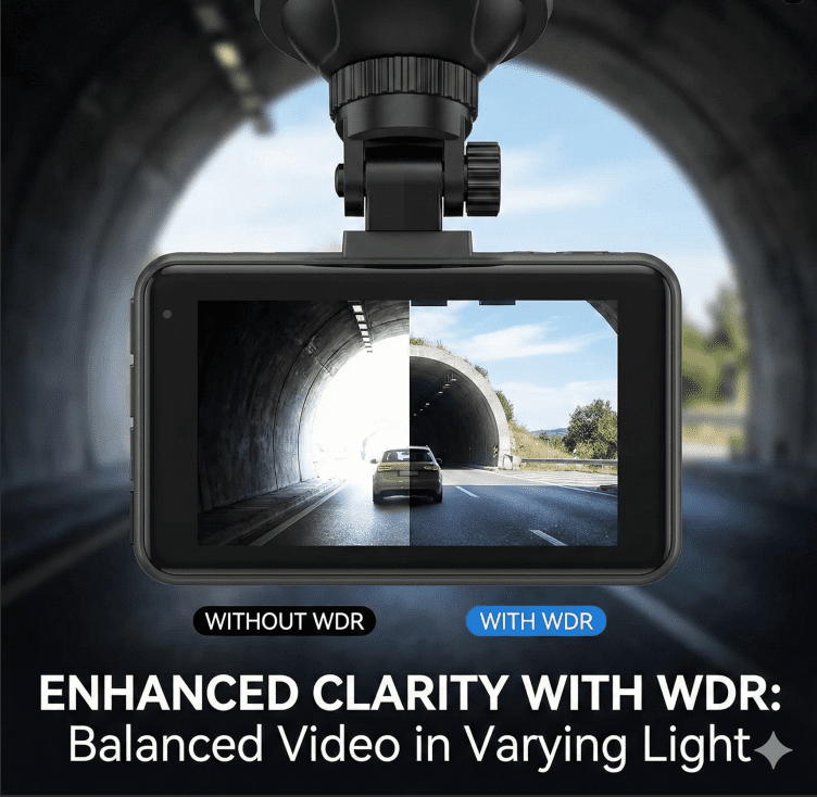 4K Dash Cam Pro – Ultra HD Recording with Front/Rear Cameras, Night Vision, and 24/7 Monitoring