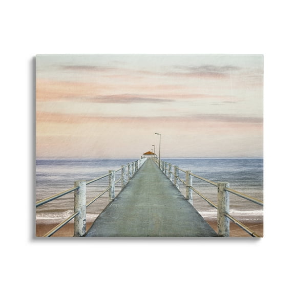 Stupell Industries Nautical Pier Walkway Landscape Painting Gallery Wrapped Canvas Art Print Wall Art, 20 x 16