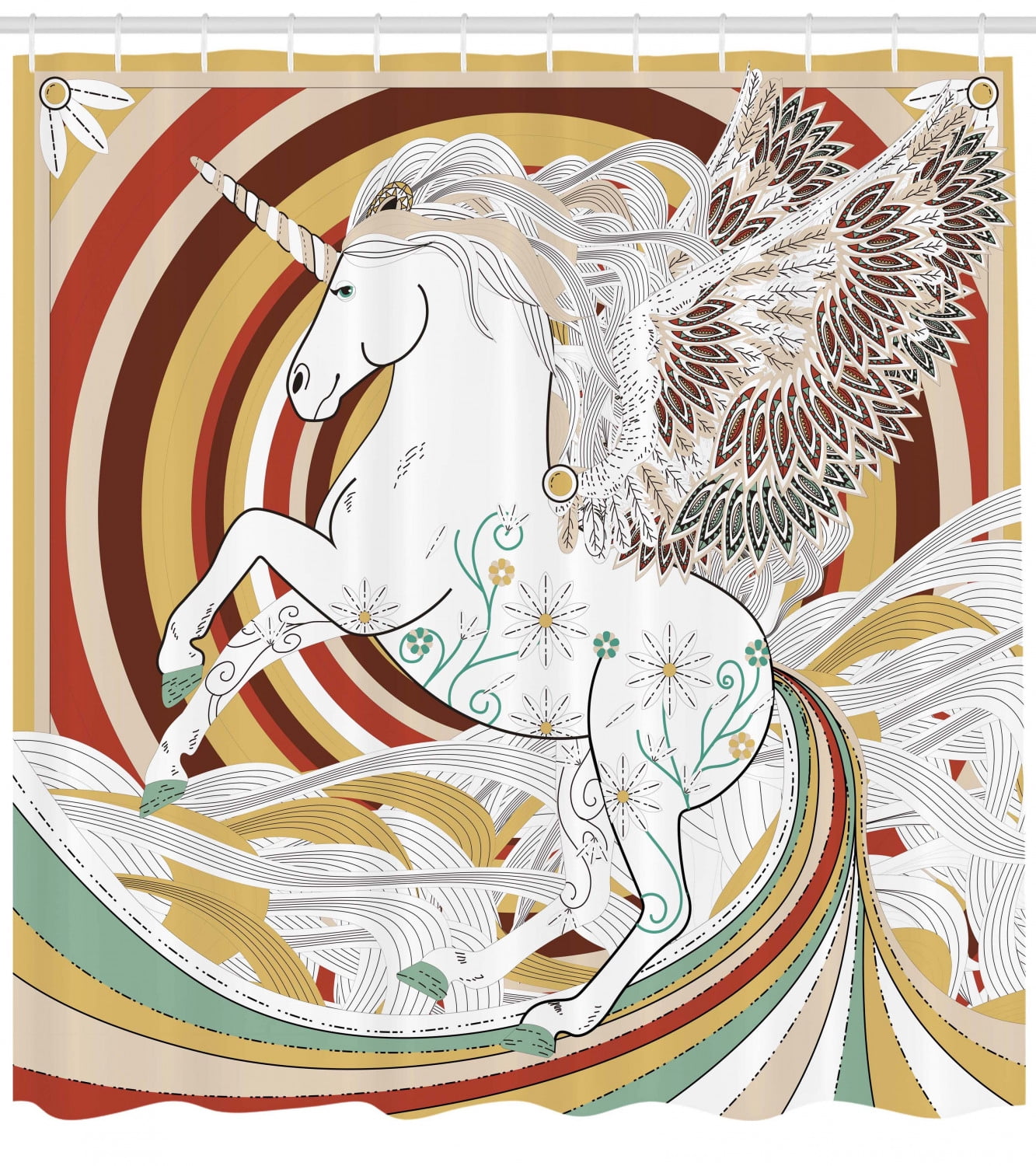 Unicorn Shower Curtain, Pop Art Culture Graphic of Ancient Unicorn with