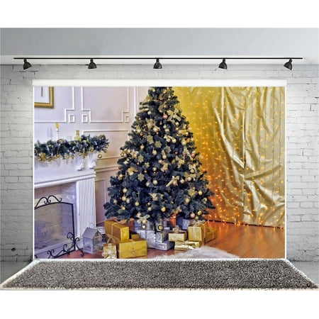 Greendecor Polyster 7x5ft Decorated Christmas Tree Photography