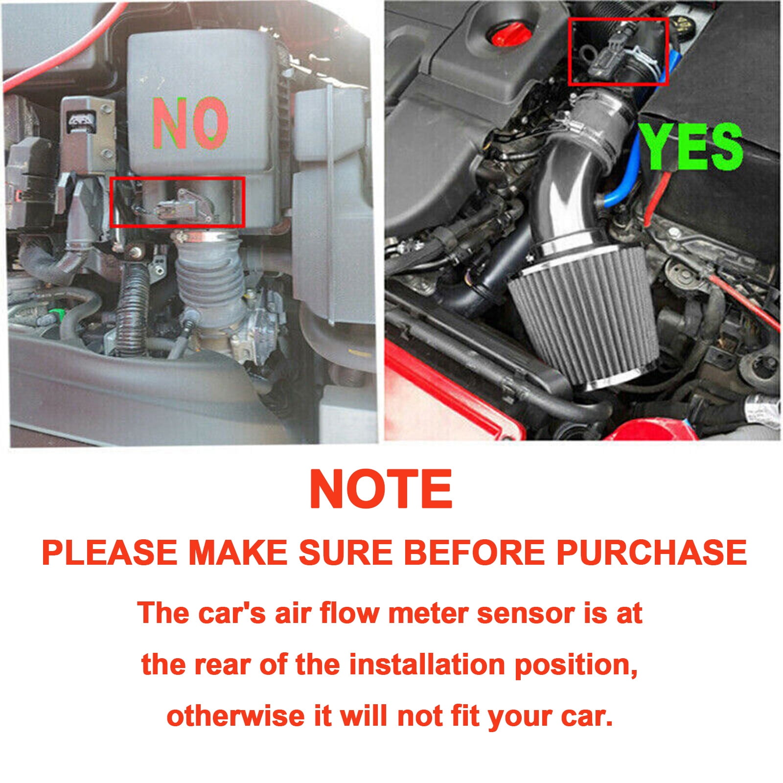 Yiyasu Universal 3" Car Inlet Cold Air Intake Filter Induction Kit Pipe Hose System