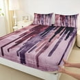 thumbnail image 3 of Manfei Green Fulit Ink Bed Sheets,Vintage Sbatrsct Striped King Sheets,Purple Lines Sheet Set For Adult,Microfiber Bedroom Decor,4pcs, 3 of 7