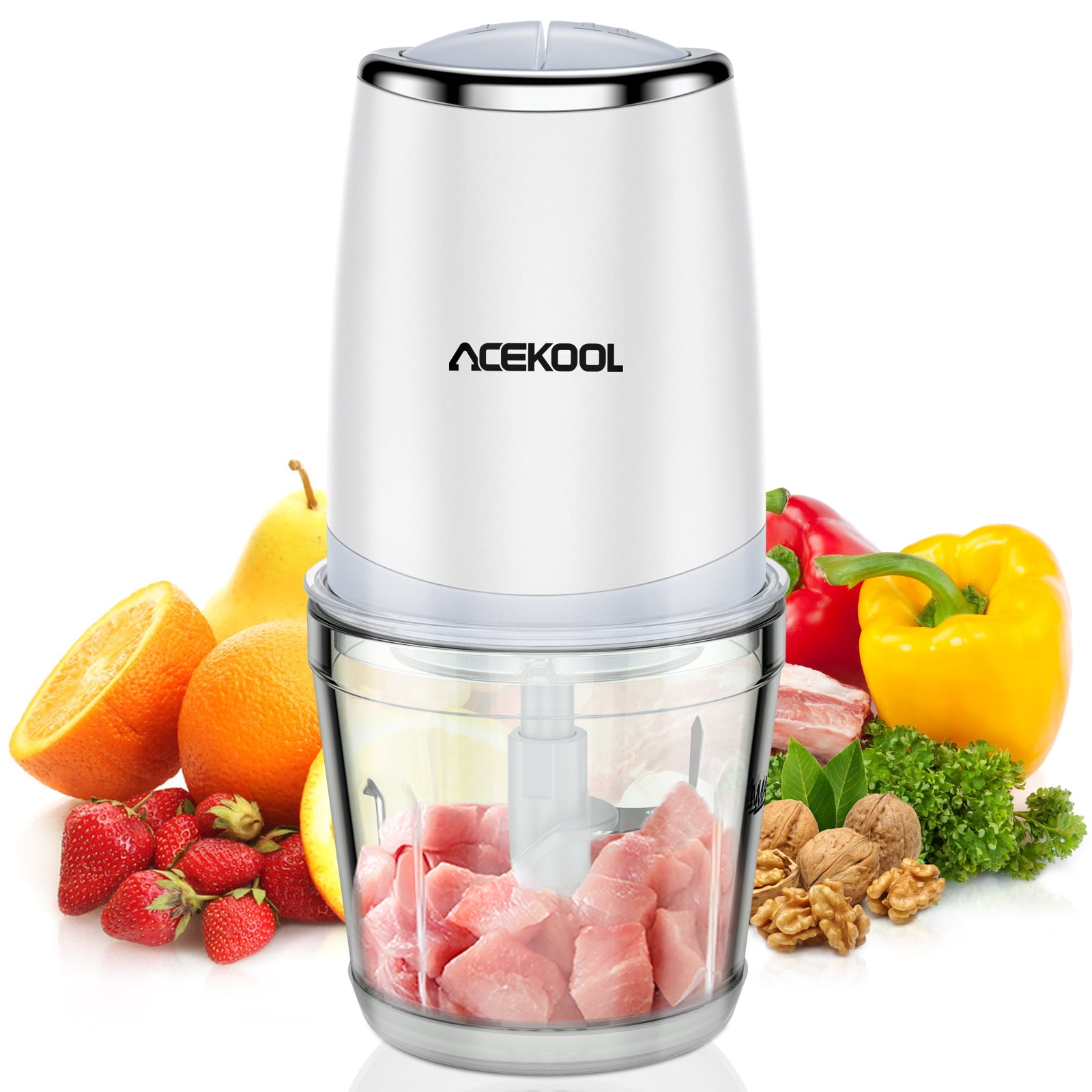 Cook with Color: Effortless Precision - Mini Food Chopper with Stainless Steel Blades for Perfectly Chopped Vegetables, 1.5 Cup, Navy