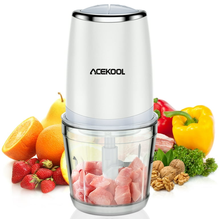 2-Speed 300W Mini Food Processor with 2.5 Cup Glass Bowl - Electric Chopper  for Meat, Vegetables, Fruits, Nuts, and Puree with Sharp Blades - Small  Kitchen Appliance