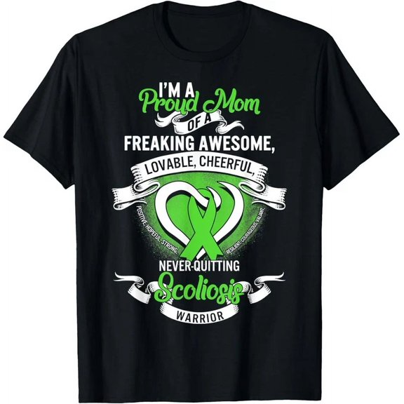 Proud Mom Of Scoliosis Warrior Awareness Month Green Ribbon T-Shirt Unisex S-5XL Hot Trending Shirt, Vintage Birthday Gift