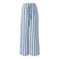 thumbnail image 3 of Stralyhd Palazzo Pants for Women Straight Leg Summer Striped Pants Casual Loose Lightweight Lounge Pants Drawstring Elastic Waist Trousers with Pockets Light Blue M, 3 of 7