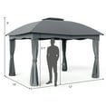 thumbnail image 3 of Gymax Pavillon de Terrasse 12 Pieds x 10 Pieds en Acier Robuste avec Auvent, Double Évent, Extérieur, Gris, 3 of 10