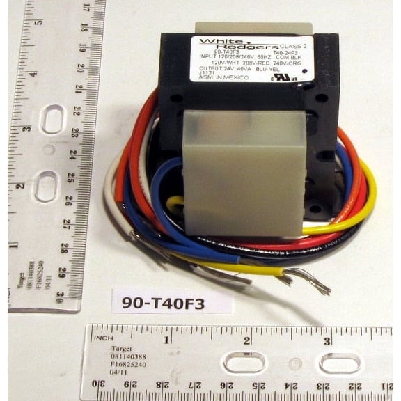 White Rodgers 90-T40F3 Transformer, 40VA, 60 Hz, 120/208/240V Primary, 24V Secondary, Foot Mount, replacement for S84Z-401