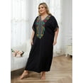 thumbnail image 2 of Edolynsa Plus Size Moroccan Kaftan Dress for Women Embroidery Caftan Tunic Maxi Beach Dresses Bathing Suit Cover up Sleepwear, 2 of 10