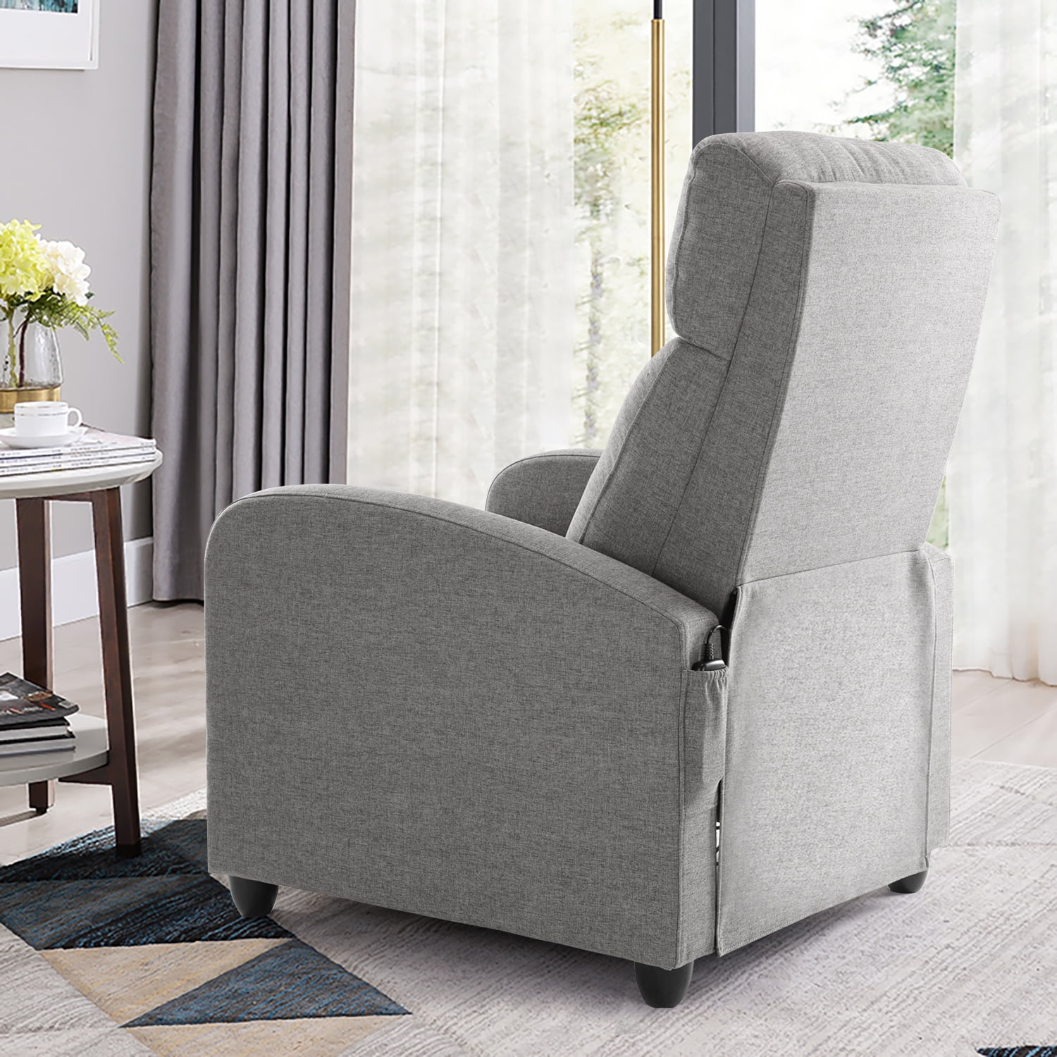 MCQ Recliner Sofa with Vibration Massage, Adjustable Footrest Chair for Lounge Bedroom, Gray