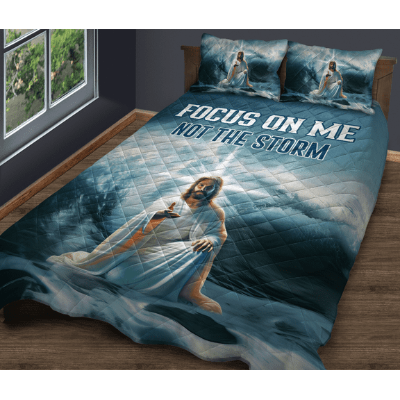 Lotusprinthandmade Jesus Focus on Me Quilt Bedding Set (Fold Hem) 5 Sizes (Made in Vietnam) (55x60), Jesus on Water Quilt Bedding Set