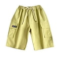 thumbnail image 5 of Gubotare Toddler Shorts Boys Lightweight Cargo Shorts Youth Drawstring Quick Dry Shorts Kids Hiking Short with Zipper Pockets Size 4T 5T (Yellow,4-5 Years), 5 of 5