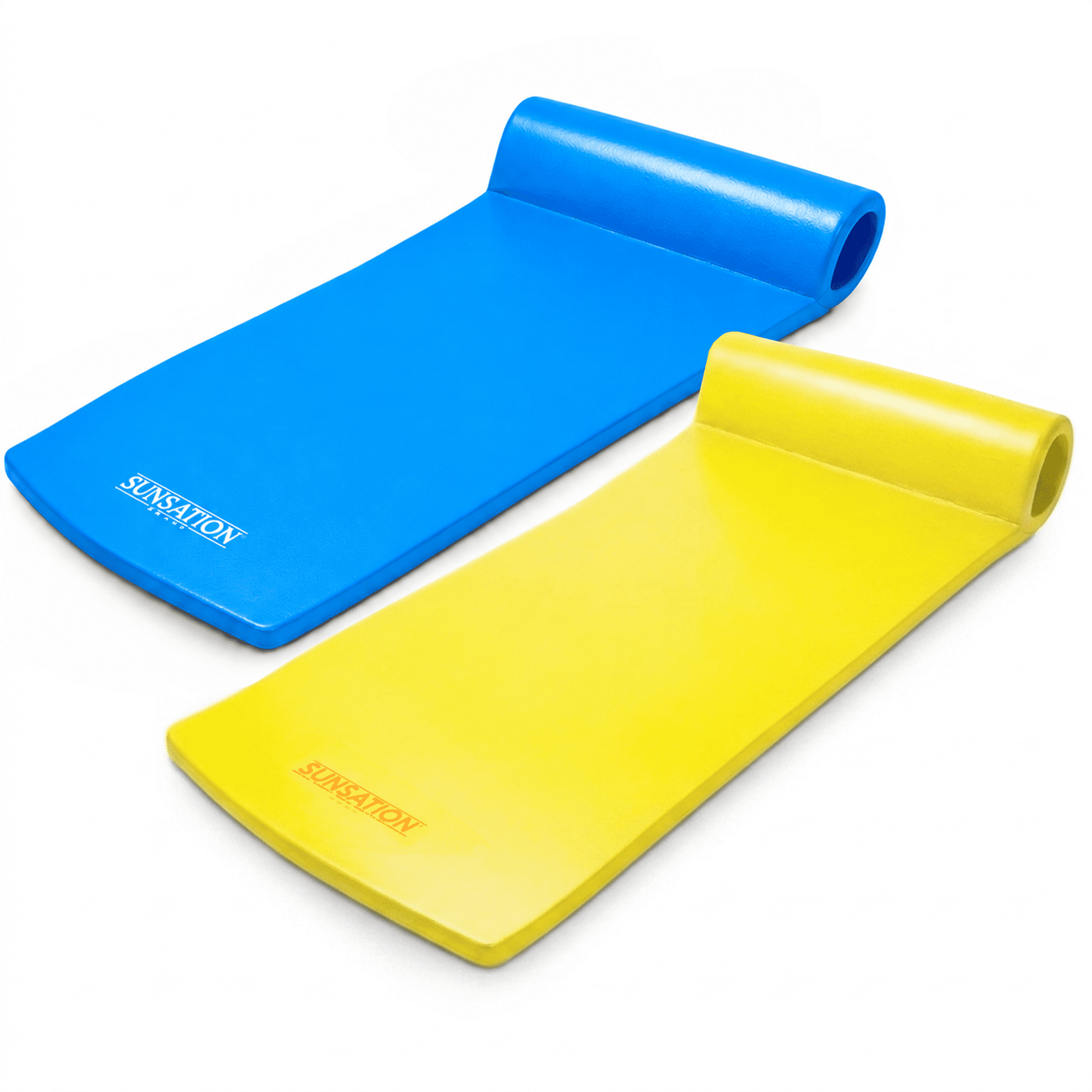 TRC Recreation Sunsation Foam Pool Float Lounger - Headrest - 2 Pack, Blue and Yellow