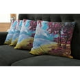 thumbnail image 5 of Ambesonne Floral Throw Pillow Cover 4 Pack, Summer Blossom Trees, 20", Blue Pink Cream, 5 of 5