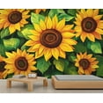 thumbnail image 3 of Sunflower Wall Mural - Watercolor Sunflowers Wall Murals, Oil Painting Art Hd Photo For Living Room Bedroom, Sunflower Mural 79"W x 55"H (Not Peel and Stick), 3 of 6