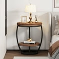 thumbnail image 4 of Condemo Round End Table with Storage Shelf, 2-Tier Industrial Side Table for Living Room or Bedroom, Brown & Black, 4 of 7