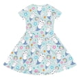 thumbnail image 5 of Toddler Girl Dress Kids Cartoon Print Short Sleeve Playful Summer Day Comfortable Twirl Midi Dress Girls Dresses Light Blue 9-10Y, 5 of 5