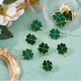 thumbnail image 4 of 12 broches de trébol de cuatro hojas verde oscuro para el Día de San Patricio. Broches de metal esmaltado con tachuelas de trébol, símbolo de la suerte irlandesa. Adorno para vestidos., 4 of 7