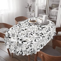 Oval Tablecloth -54x72 Inch,Retro Mid-Century Modern Tablecloth Simple Geometric Table Cover Understated Decoration, Black and White Tablecloth Suitable for Home, Kitchen