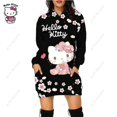 thumbnail image 1 of Nouveau Chandail à Capuchon Léopard Hello Kitty Femme Simple Col Rond Polyvalent Chandail Long Bureau Décontracté Ample Chandails à Capuchon Robe d'Automne, 1 of 6
