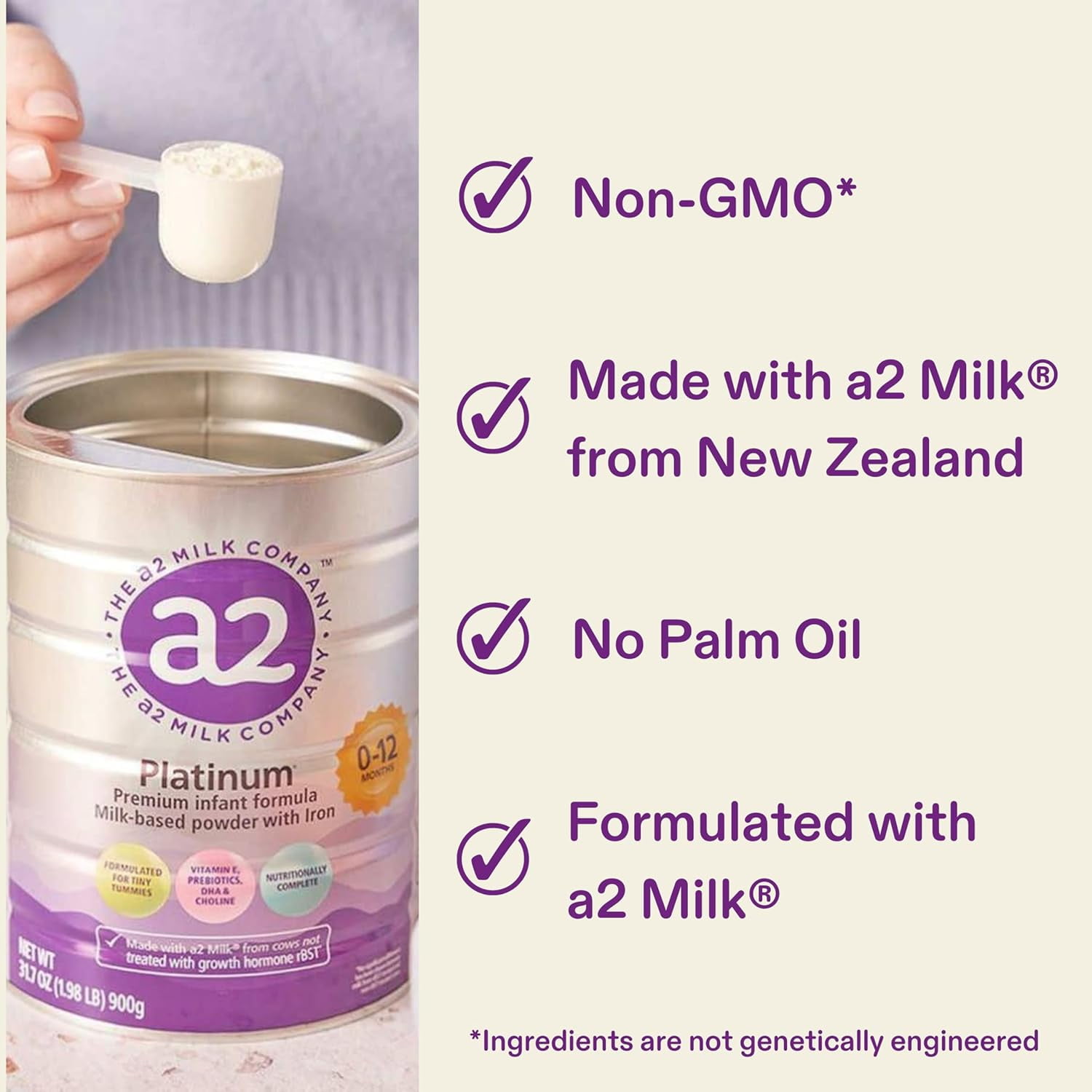 A2 Milk Platinum® Premium Infant Formula Powder, 0-12 Months, 31.7 oz Can