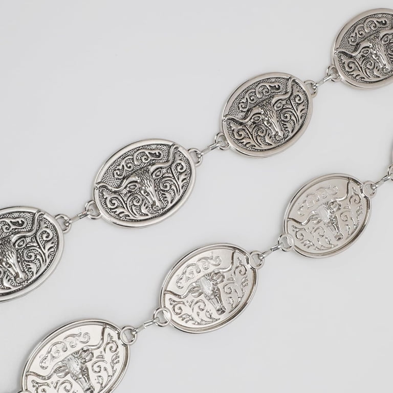 Western Chain Belt for Women Concho Silver Link Chain Belts  display picture 2