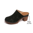 thumbnail image 5 of Mules for Women Trendy Stitching Suede Heeled Sandals Closed Round Toe Slides Comfortable Orthopedic Shoes Black Size 6, 5 of 8