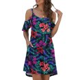 thumbnail image 5 of Women's Casual Tennis Dress for Summer Lightweight Spaghetti Strap Cold Shoulder Ruffle Sleeve Dress with Pocket for Everyday Wear Blue S, 5 of 6