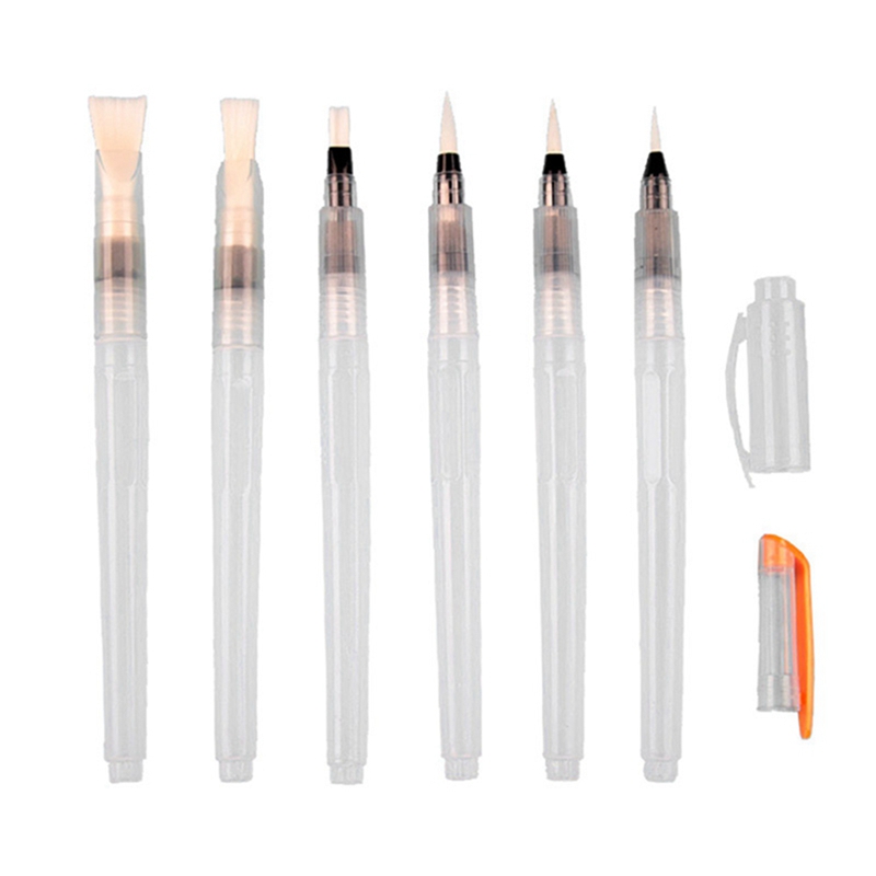 AkoaDa 6 Pcs Refillable Painting Brush Watercolor Brush Water Tank Calligraphy Brush Art Marker