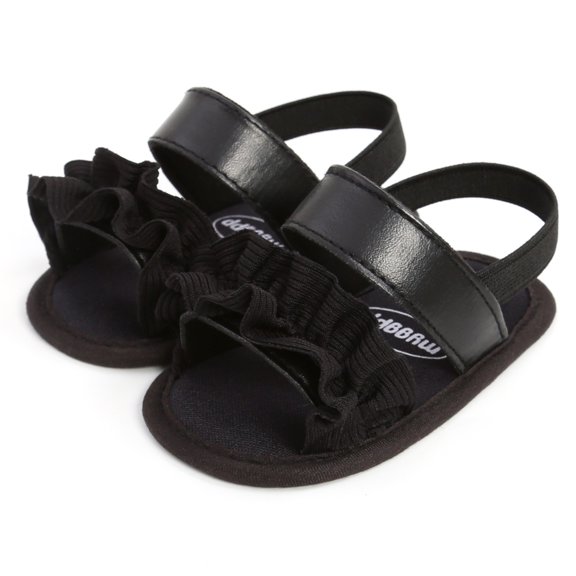 YMNXA Toddler Girls Tassel Sandals Flowers Design Open Toe Soft Sole Comfortable Breathable Shoes For Casual Daily Wear,Black,0-3 Months