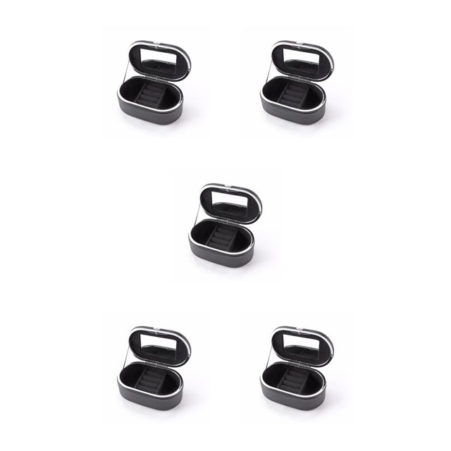 Qarigey Joyas Collar Anillos Pulseras Caja de almacenamiento de cuero PU con espejo Bolsa de maquillaje Estuche para lápices labiales Vestidor Type2 NO2
