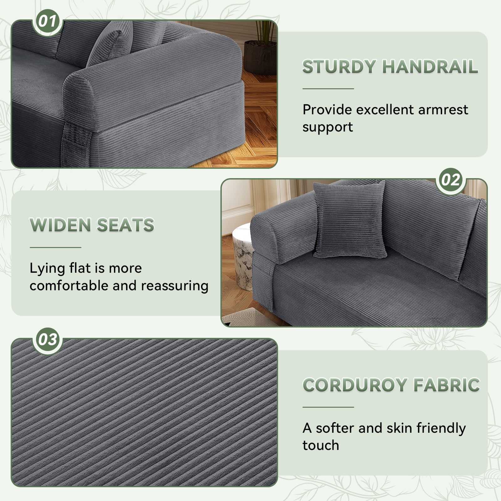 83" Modern Corduroy Loveseat Sofa,2-Seater Cloud Couch with Memory Foam and Spring Seat With Four Pillows,Deep Seat Sofa with Wide Armrests,No Assembly Couch in a Box for Bedroom,Living Room