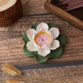 thumbnail image 4 of Pink Lotus Incense Holder Porcelain Incense Burners Home Office Teahouse Zen Buddhist Supplies Ceramic Stick Holder with Lotus Leaf for Yoga Studio Decor Meditation 90mm, 4 of 7