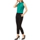 thumbnail image 2 of INSPIRAR CHIC Blusa sin mangas con cuello alto y volantes para mujer XS Verde Lago, 2 of 7