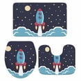 thumbnail image 2 of Rocket Stars Bathroom Rugs Set Moon Sky Non Slip Absorbent Soft Bath Mats 3 Piece Set with Bathroom Rug, U-Shaped Floor Mat, Toilet Seat Cover Small Size, 2 of 9