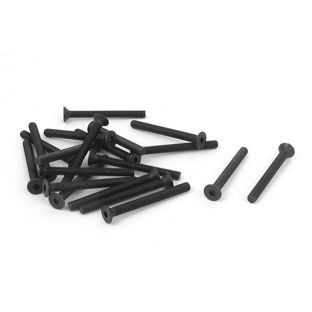 Unique Bargains M3 x 30mm Prise Hexagonale Métrique Vis de Tête Plate Noire 20 Pcs