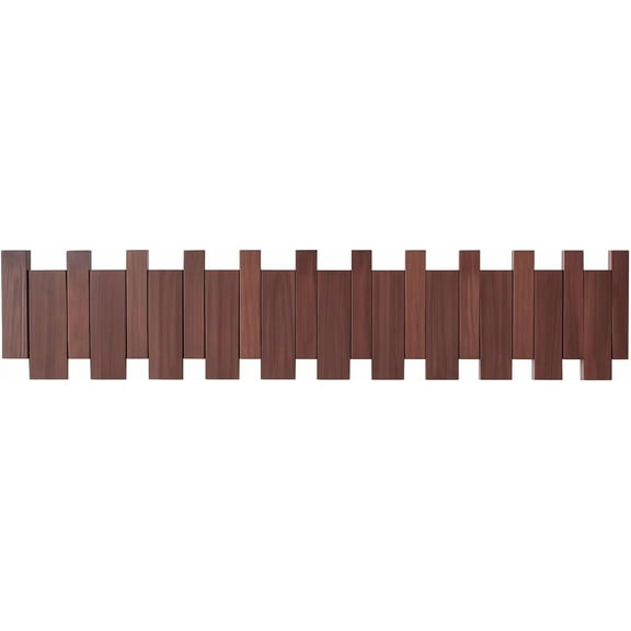Piano Key Coat Rack, Walnut Wood Coat Hooks Wall Mounted with 8 Magnetic Flip Hooks, 15kg Load-Bearing, Entryway Hallway Decor, Modern Home Storage