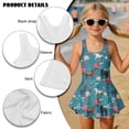 thumbnail image 4 of DISNIMO Girls One Piece Swimsuit Horse Flower Printed Sleeveless Breathable Swim Dress Halter U Neck Bathing Suit Quick Dry Swimwear, 4 of 8