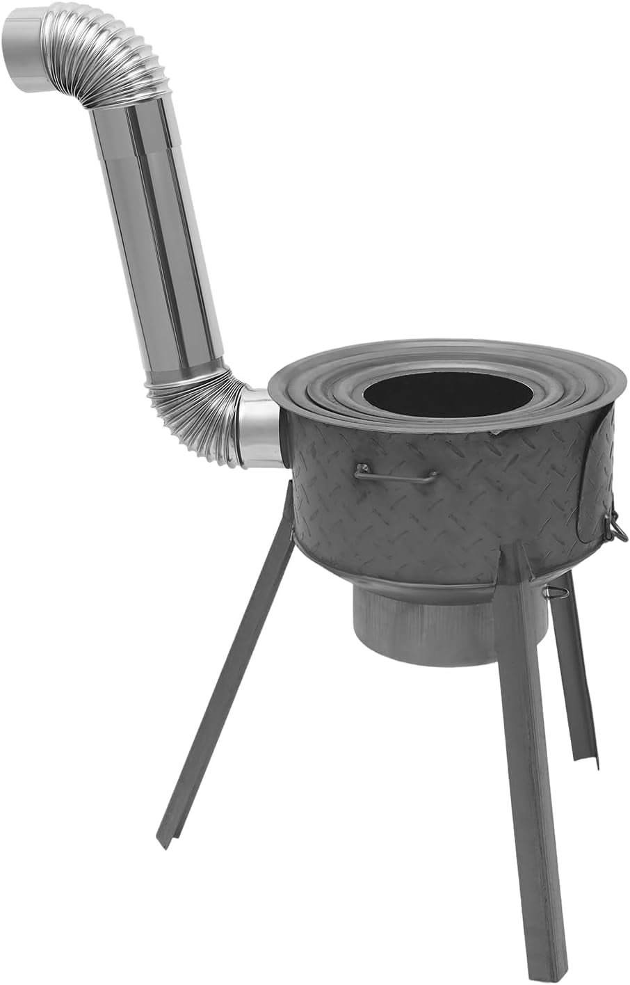 Wood Burning Stove with Grill Grate and 3 Wok Rings, Multifunction Charcoal Grill for 25-45cm/9.84-17.72in Diameter Cookware, Camping Wood Stove for Indoor/Outdoor, Camping, Picnic